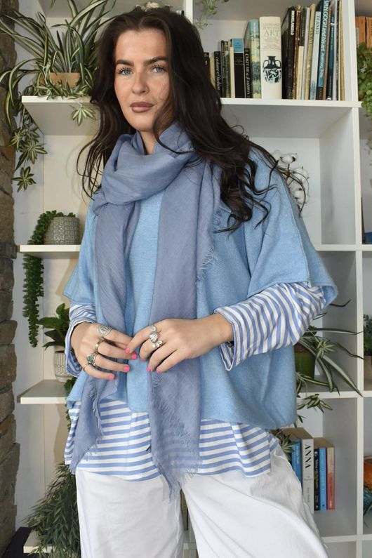  Perfect Breton V Long Sleeve Top Light Denim /23